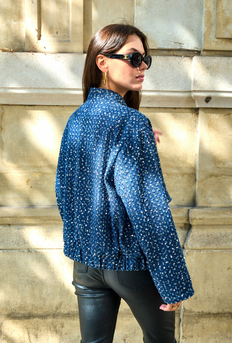 Veste sequin en denim Sandra