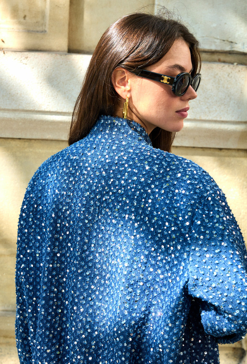 Veste sequin en denim Sandra